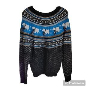 Womens Christmas Sweater Shirt Size M Holiday Time Polar Bear Retro Vintage